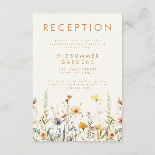ワイルドフラワー素朴ウェディングレセプション エンクロージャーカード (正面)