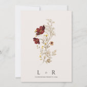 ワイルドフラワー素朴ウォーターのカラー結婚式招待状 招待状 (裏面)