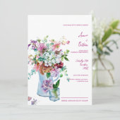 ワイルドフラワー素朴ウォーターの色のフローラ結婚の 招待状 (スタンド正面)