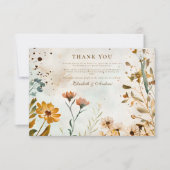 ワイルドフラワー素朴ウォーターの色結婚の サンキューカード (正面)