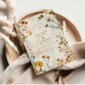 ワイルドフラワー素朴ウォーターの色結婚の 招待状