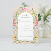 ワイルドフラワー素朴ウォーターの色RSVP 招待状 (スタンド正面)