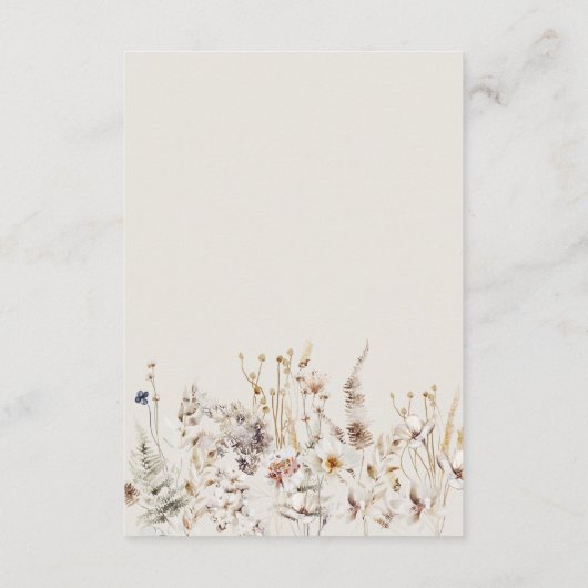 ワイルドフラワー素朴エレガントブライダルシャワーゲーム エンクロージャーカード (裏面)