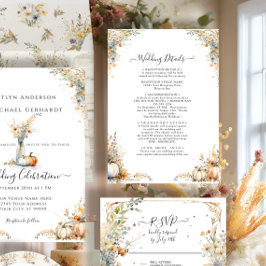 ワイルドフラワー素朴オータムカボチャ結婚の詳細 招待状