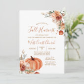 ワイルドフラワー素朴カボチャ秋ハーベストお祝い 招待状 (スタンド正面)