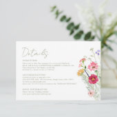 ワイルドフラワー素朴カントリーフローラ庭園の結婚式 エンクロージャーカード (スタンド正面)