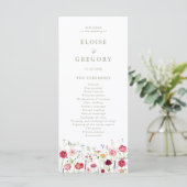 ワイルドフラワー素朴カントリーフローラ庭園の結婚式 プログラム (スタンド正面)