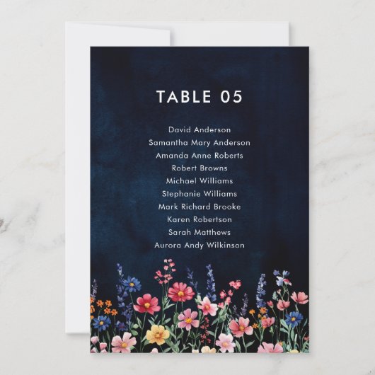 ワイルドフラワー素朴カントリーBoho座席表カード 招待状 (正面)