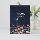 ワイルドフラワー素朴カントリーBoho Navyの結婚写真 サンキューカード (スタンド正面)