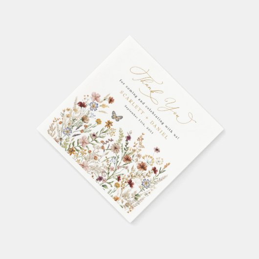 ワイルドフラワー素朴ガーデンフローラ結婚の感謝 スタンダードカクテルナプキン (角)