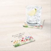 ワイルドフラワー素朴ガーデン春ウォーターカラー結婚ズ スクエアペーパーコースター (インサイチュ)