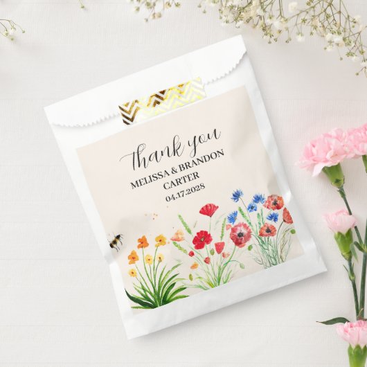 ワイルドフラワー素朴ガーデン春ウォーターカラー結婚ズ フェイバーバッグ (封をした状態)