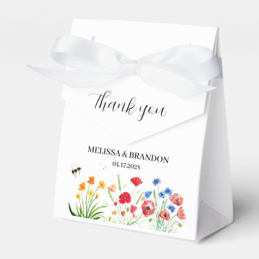 ワイルドフラワー素朴ガーデン春ウォーターカラー結婚ズ フェイバーボックス (正面サイド)