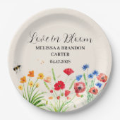 ワイルドフラワー素朴ガーデン春ウォーターカラー結婚ズ ペーパープレート (正面)