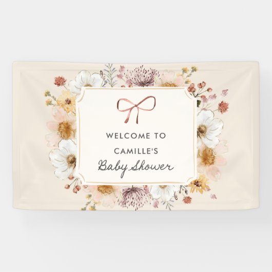 ワイルドフラワー素朴ガーデン赤ちゃんシャワーバナー 横断幕 (横)