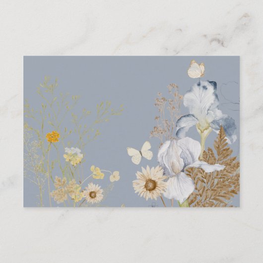 ワイルドフラワー素朴グモノグラムダスティブルー披露宴 エンクロージャーカード (裏面)