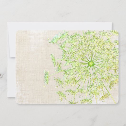 ワイルドフラワー素朴グリーンイエロークイーンズレース 招待状 (裏面)