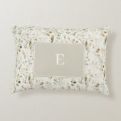 ワイルドフラワー素朴コテージコア アクセントクッション (裏面)