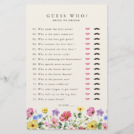 ワイルドフラワー素朴シックフローラブライダルシャワーゲーム