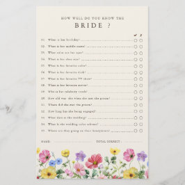 ワイルドフラワー素朴シックフローラブライダルシャワーゲーム