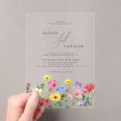 ワイルドフラワー素朴シックフローラボホカントリーウェディング アクリル招待状 (インサイチュ (ポータブル))