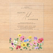 ワイルドフラワー素朴シックフローラボホカントリーウェディング アクリル招待状 (正面)