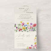 ワイルドフラワー素朴シックフローラボホカントリーウェディング オールインワン招待状 (内側)