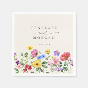 ワイルドフラワー素朴シックフローラボホカントリーウェディング スタンダードカクテルナプキン