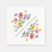 ワイルドフラワー素朴シックフローラボホカントリーウェディング スタンダードカクテルナプキン (正面)