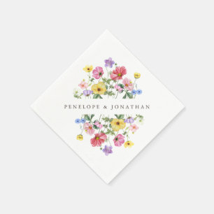 ワイルドフラワー素朴シックフローラボホカントリーウェディング スタンダードカクテルナプキン