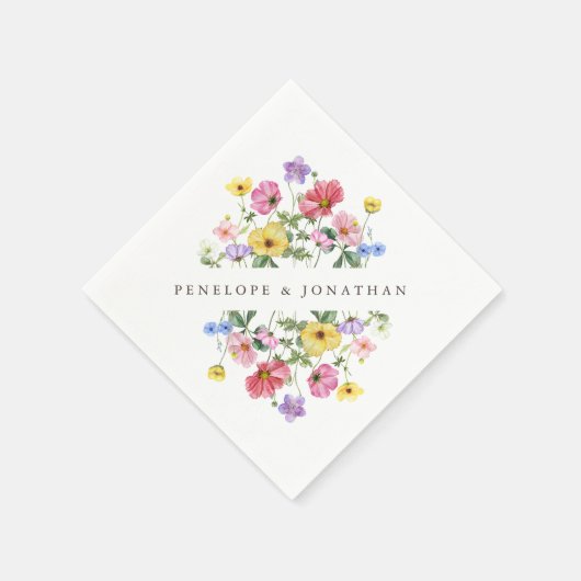 ワイルドフラワー素朴シックフローラボホカントリーウェディング スタンダードカクテルナプキン (角)