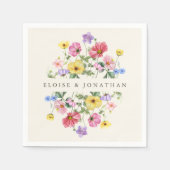 ワイルドフラワー素朴シックフローラボホカントリーウェディング スタンダードカクテルナプキン (正面)