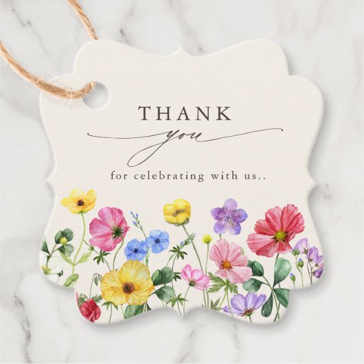 ワイルドフラワー素朴シックフローラボホカントリーウェディング フェイバータグ (正面)