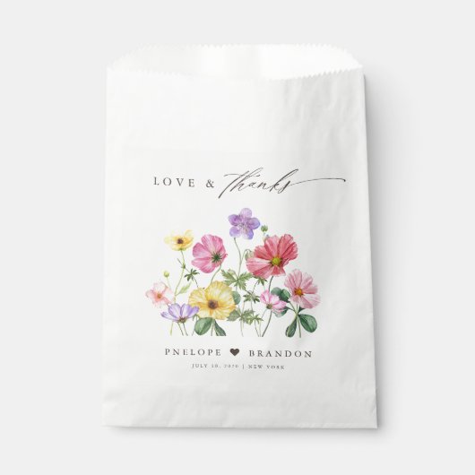 ワイルドフラワー素朴シックフローラボホカントリーウェディング フェイバーバッグ (正面)