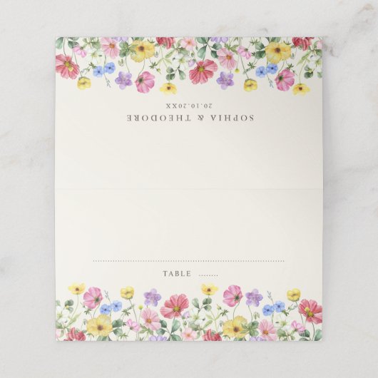 ワイルドフラワー素朴シックフローラボホカントリーウェディング プレイスカード (外部開封)