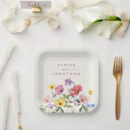 ワイルドフラワー素朴シックフローラボホカントリーウェディング ペーパープレート