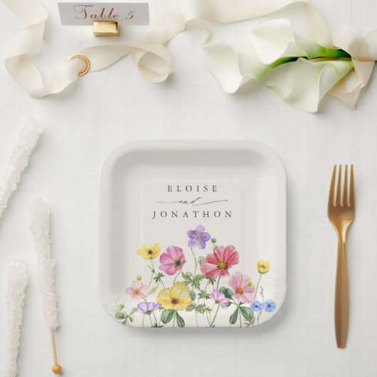 ワイルドフラワー素朴シックフローラボホカントリーウェディング ペーパープレート (ウェディング)