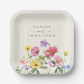 ワイルドフラワー素朴シックフローラボホカントリーウェディング ペーパープレート (正面)
