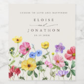 ワイルドフラワー素朴シックフローラボホカントリーウェディング ワインラベル (シングルラベル)