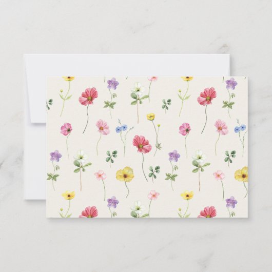 ワイルドフラワー素朴シックフローラボホカントリーウェディング 出欠カード (裏面)