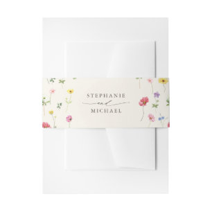 ワイルドフラワー素朴シックフローラボホカントリーウェディング 招待状ベリーバンド