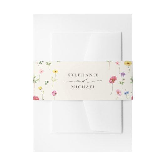 ワイルドフラワー素朴シックフローラボホカントリーウェディング 招待状ベリーバンド (正面例)