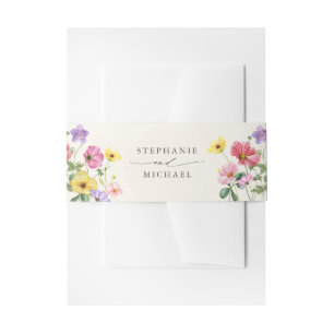 ワイルドフラワー素朴シックフローラボホカントリーウェディング 招待状ベリーバンド