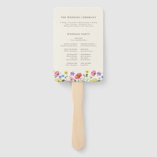 ワイルドフラワー素朴シックフローラボホ結婚式 プログラム ハンドファン (裏面)