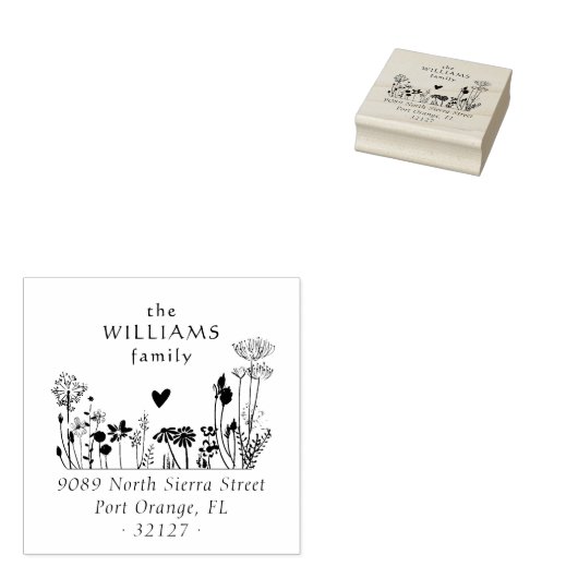 ワイルドフラワー素朴ズエレガントファミリー差出人住所 ラバースタンプ (押印)