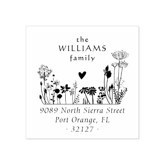 ワイルドフラワー素朴ズエレガントファミリー差出人住所 ラバースタンプ (インプリント)