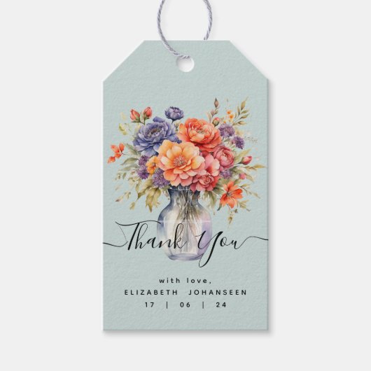 ワイルドフラワー素朴ズカラフルメイソンJARありがとうごきげんよう ギフトタグ (正面)