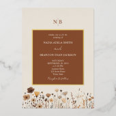 ワイルドフラワー素朴ズテラコッタ結婚ズ 箔招待状 (正面)