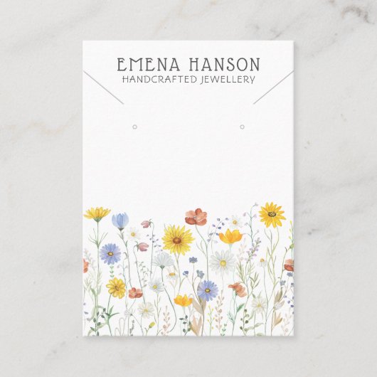 ワイルドフラワー素朴ズネックレスジュエリーディスプレイカード 名刺 (正面)