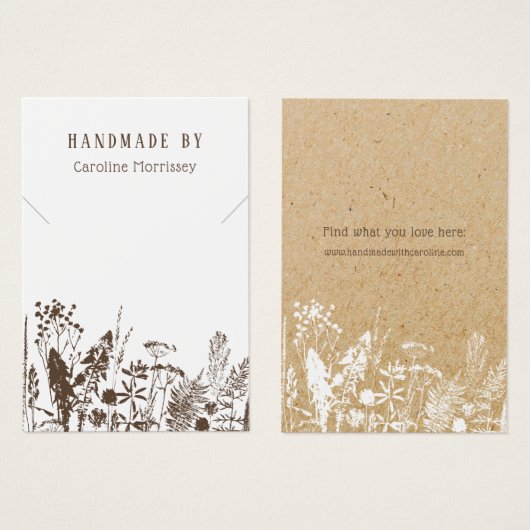 ワイルドフラワー素朴ズネックレス表示カード (正面&裏面)